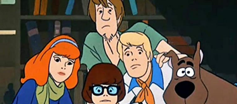 Can you name the lovely cartoon where a silly talking dog named Scooby joins the fun?